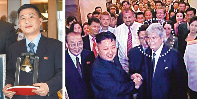 김정은도 만났던 라치 前의원 지난해 11월 초 잠적한 조성길 주이탈리아 북한대사관 대사대리(왼쪽 
사진). 오른쪽 사진은 조 대사대리가 잠적하기 전 마지막으로 만난 외부 인사인 안토니오 라치 전 이탈리아 상원의원(점선 안)이 
과거 김정은 북한 국무위원장을 만나 악수하는 모습. 뉴시스
