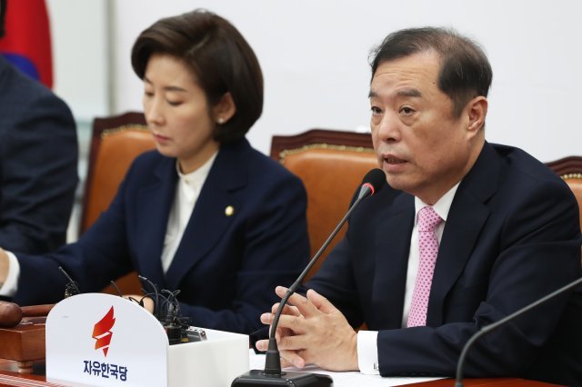 김병준 자유한국당 비상대책위원장(오른쪽)./뉴스1 © News1