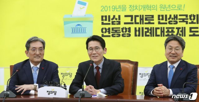 윤소하 정의당 원내대표(가운데)ⓒ News1