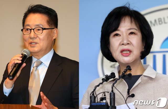 민주평화당 박지원 의원(왼쪽)과 더불어민주당을 탈당한 손혜원 의원/뉴스1 © News1