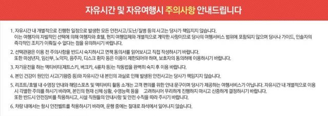 주요여행사가 공지하는 자유신 및 자유여행 시 주의사항© 뉴스1