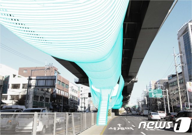 서울시가 주최한 ‘시민과 함께하는 에코 바이크 라인 아이디어 공모전’에서 최우수상을 받은 ‘UNDER the C’ 개념도. (서울시 제공) © 뉴스1