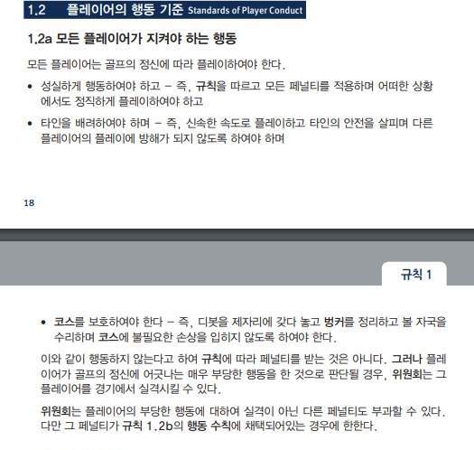 2019년 개정 골프 규칙 1조 2항