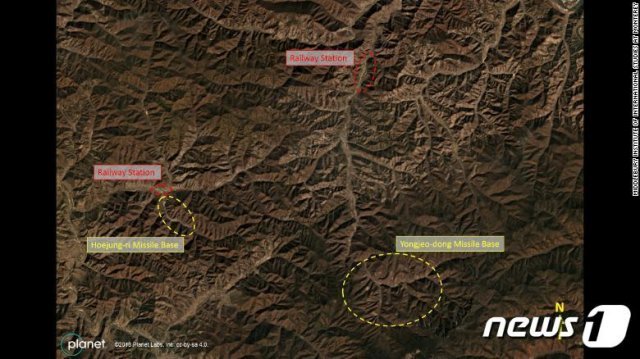 북한 영저동 미사일기지 위성사진 © 뉴스1
