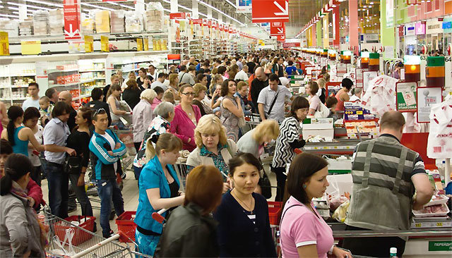 미국 대형 슈퍼마켓 계산대 부근의 혼잡한 모습. 보잉보잉닷넷 사이트