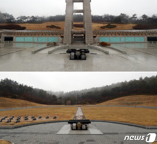 광주 북구 국립5·18민주묘지 1묘역(위)과 2묘역(아래)의 모습. 2019.2.19/뉴스1 © News1