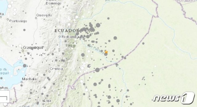 에콰도르서 규모 7.5 강진 (출처=미 지질조사국) © 뉴스1