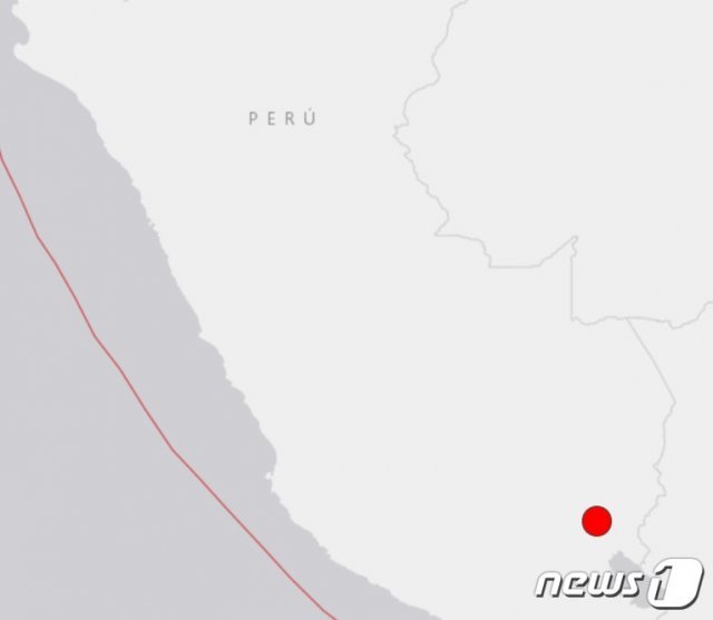 페루에서 1일(현지시간) 진도 7.0의 강진이 발생했다 <출처=미국 지질조사국>© 뉴스1