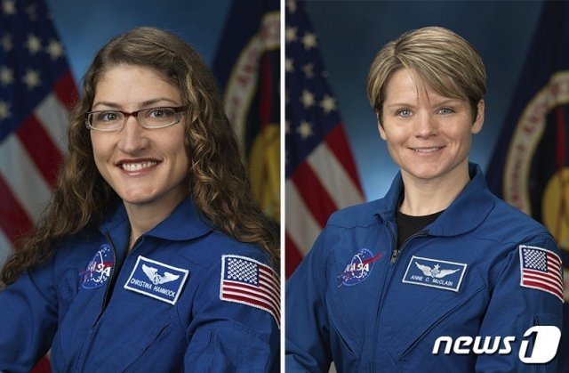 미 항공우주국(NASA)이 오는 29일 사상 최초로 여성 우주비행사 2명만으로 꾸려진 탐험대를 국제우주정거장(ISS)에 파견해 우주유영을 선보인다. <출처=NASA>© 뉴스1