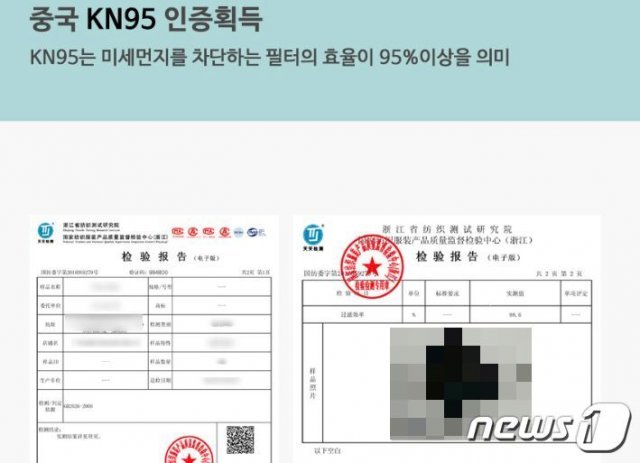 온라인 쇼핑몰에서 8만9900원에 판매 중인 중국의 한 ‘프리미엄 필터 마스크’ 광고. 판매 업체는 ‘중국 KN95인증을 받아 0.3㎛ 오염물질을 98% 여과한다’고 광고했지만, 식약처 조사 결과 ‘무허가 마스크’로 드러났다.(온라인 쇼핑몰 갈무리)© 뉴스1