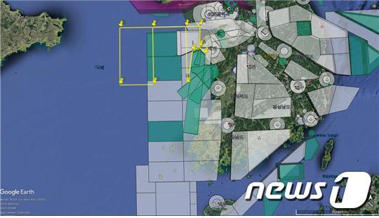 서해중, 북부로 유입되는 미세먼지 감시 관측경로© 뉴스1