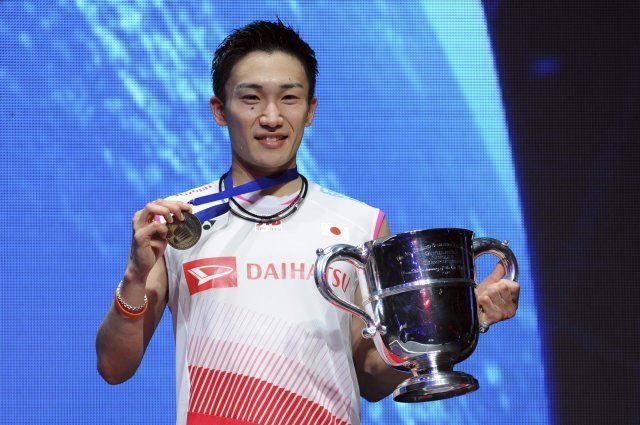 일본 선수 최초로 전영오픈 배드민턴 남자단식 우승을 차지한 모모토 겐토. AP=뉴시스