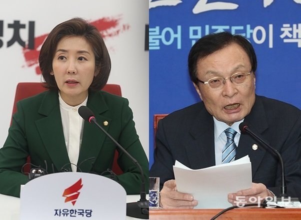 나경원 자유한국당 원내대표(왼쪽)와 이해찬 더불어민주당 대표. 사진=동아일보 DB