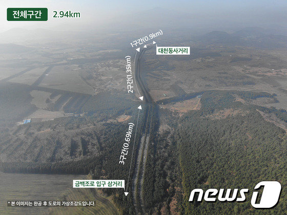 제주 비자림로 확장공사 가상조감도(제주도 제공)© News1