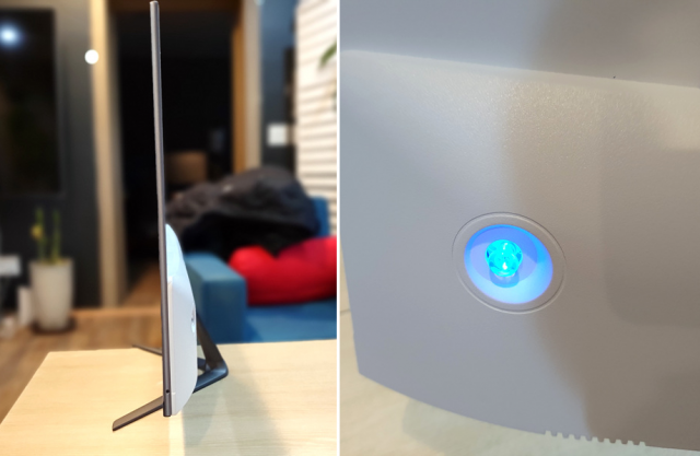 <AD보드 부분을 최소화해 제품 두께를 스마트폰과 대등한 수준으로 얇게 만들었다. 메뉴 조작은 후면의 조이스틱만으로 할 수 있다, 출처: IT동아>