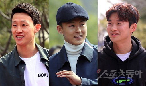 한국 남자 축구대표팀 이재성-이승우-김진수(왼쪽부터). 파주｜김종원 기자 won@donga.com
