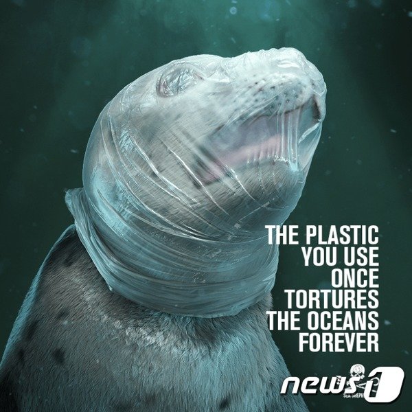 해양 플라스틱오염 경고 시셰퍼드 포스터 © 뉴스1