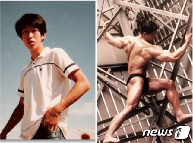 ‘약골’의 반전. 말라깽이 소년은 운동에 ‘올인’, 20대 후반 완벽한 ‘몸짱’으로 거듭났다. 왼쪽은 17세 무렵.(사진제공=정주호 대표)© 뉴스1