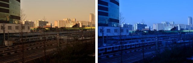 같은 장소에서 같은 시간에 촬영한 사진이지만, 주변 환경 및 카메라 설정에 따라 다양한 느낌으로 촬영 가능하다, 출처: IT동아