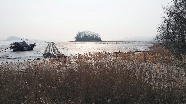 강화 나들길 8코스의 황산도 덱길. 어판장을 중심으로 양쪽 해안가에 설치돼 갯벌을 한눈에 볼 수 있다. 강화군 제공