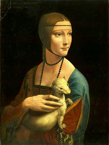 레오나르도 다빈치의 걸작 중 하나인 ‘담비를 안고 있는 여인’. 그림 속 주인공은 밀라노 공국의 지배자였던 루도비코 스포르차의 정부라고 한다. 한길사 제공