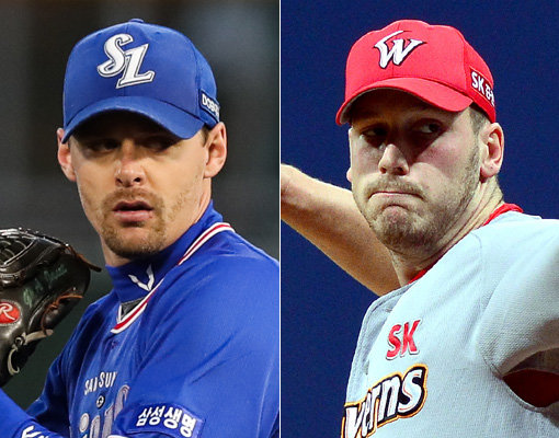 삼성 헤일리(왼쪽)-SK 다익손. 사진｜스포츠코리아·스포츠동아DB