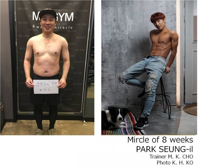 84.8kg의 몸무게(왼쪽)였다 두 달간 다이어트로 67kg의 근육질 몸매를 갖게 된 박승일. 사진제공｜MK GYM