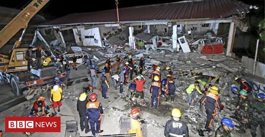필리핀 지진 공포, 6.1 지진 다음날 6.4 강진…사망16·실종14·매몰24 / BBC캡처.