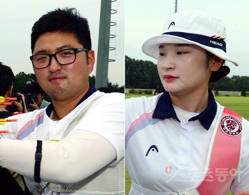 한국 양궁대표팀 김우진(왼쪽)-강채영. 스포츠동아DB