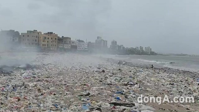 플라스틱 등 각종 쓰레기로 오염된 해변