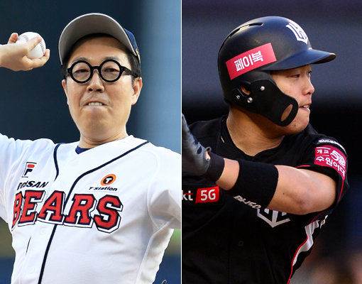 팬 서비스는 최근 KBO리그를 달구는 화두 가운데 하나다. 잠실 KIA 타이거즈-두산 베어스전 시구에 나섰던 개그맨 김영철(왼쪽)은 관전 도중 파울볼을 잡기 위해 자신과 경쟁했던 팬에게 사인까지 해 선물하며 감동을 줬다. KT 위즈 강백호는 머리에 공을 맞은 아찔한 상황을 겪고도 팬들에게 밝은 얼굴로 사인을 해주며 눈길을 끌었다. 사진｜스포츠코리아·스포츠동아DB