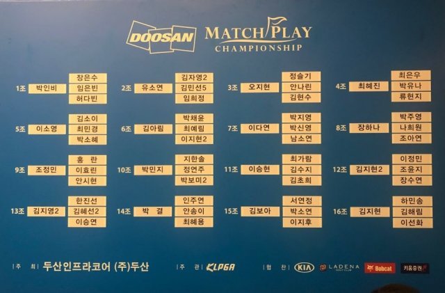 2019 두산 매치플레이 챔피언십 조편성.(KLPGA 제공)
