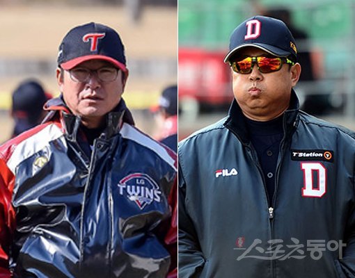 LG 류중일 감독(왼쪽)-·두산 김태형 감독. 스포츠동아DB