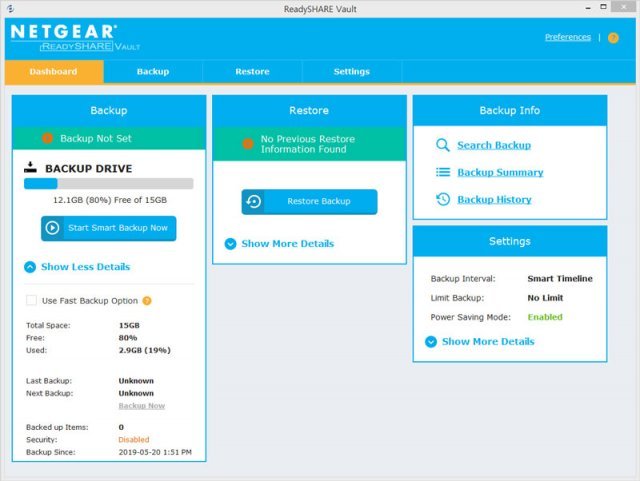 넷기어 ReadySHARE Vault 소프트웨어 (출처=IT동아)