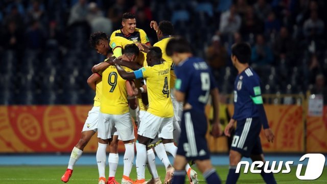 일본 U-20 대표팀이 에콰도르에 선제골을 허용한 모습. (FIFA 홈페이지 캡처) © 뉴스1
