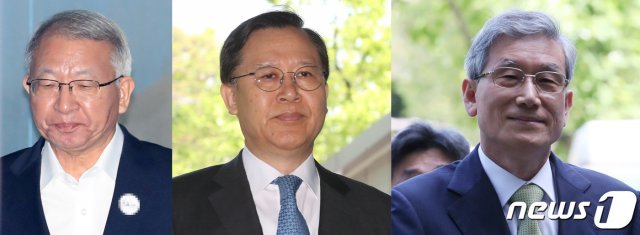 양승태 전 대법원장(왼쪽부터)과 박병대, 고영한 전 대법관 2019.5.29/뉴스1 © News1