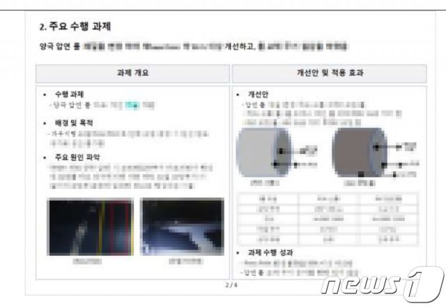 LG화학이 제시한 SK이노베이션 입사서류 핵심기술 유출 사례(LG화학 제공).© 뉴스1