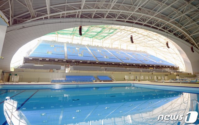 광주 광산구 남부대시립국제수영장에 마련한 광주세계수영선수권대회 주경기장 모습.  /뉴스1DB