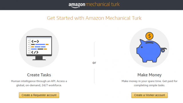 아마존 Mechanical Turk, 출처: 아마존 홈페이지