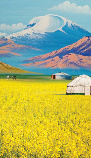 몽골의 유채꽃 밭, 이미지제공 : ㈜글로벌비엠에스.