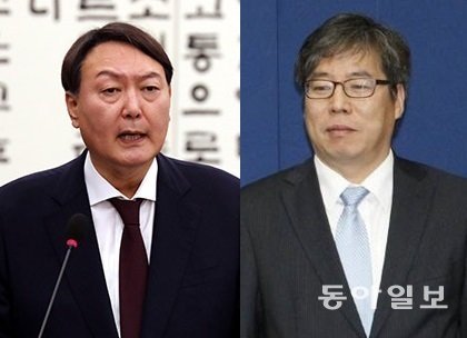 윤석열 검찰총장 후보자(왼쪽)와 윤대진 법무부 검찰국장(오른쪽). 윤 후보자와 윤 검찰국장은 각각 ‘대윤’(大尹)과 ‘소윤’(小尹)으로 불릴 정도로 막역한 사이로 알려져 있다. 사진=동아일보 DB