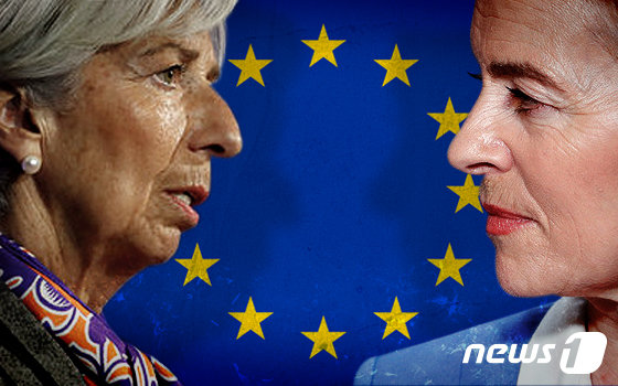 크리스틴 라가르드 유럽중앙은행(ECB) 총재 후보자(왼쪽)와 우르줄라 폰데어라이엔 EU 집행위원장 후보자. © News1 너