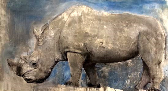 러스 로넷의 드로잉 ‘흰 코뿔소’. 사비나미술관 제공