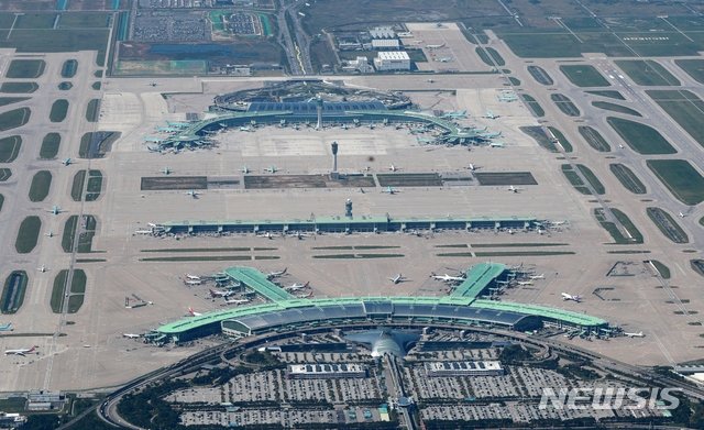 인천공항 1터미널과 탑승동, 2터미널이 한눈에 보이는 전경. 사진=뉴시스(인천공항공사 제공)
