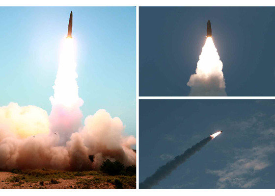 북한은 지난 25일 오전 강원도 원산 호도반도 일대에서 단거리 미사일을  2발 발사했다. (노동신문)