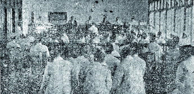 동아일보 1920년 7월 23일자에 게재된 수안 독립만세 운동가들의 재판 장면.