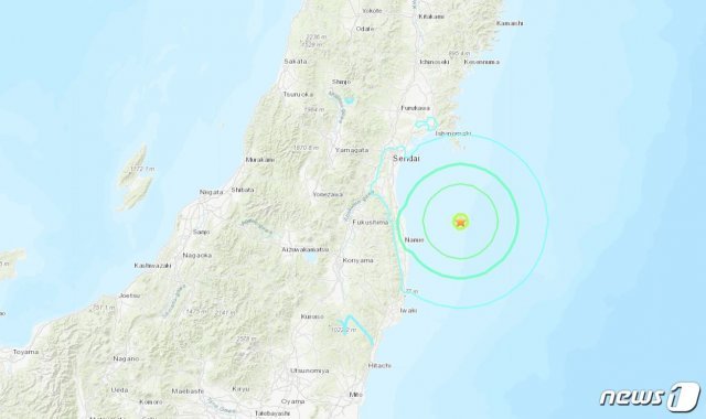 일본 후쿠시마현 앞바다서 규모 6.3 지진이 발생했다고 4일 AFP통신이 보도했다. <사진출처=미국 지질조사국(USGS)> © 뉴스1
