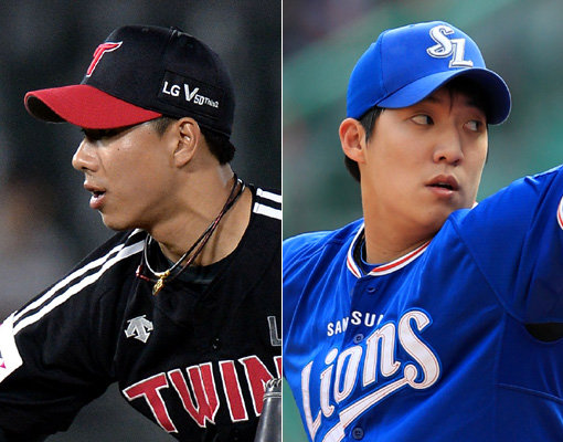 LG 정우영(왼쪽)-삼성 원태인. 사진｜스포츠동아DB·스포츠코리아