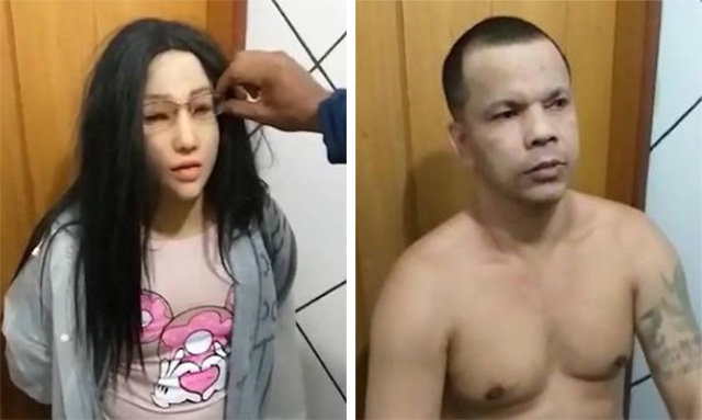 19세 딸로 변장한 브라질 마약 밀매조직의 두목 클라우비누 다 시우바(왼쪽). 실리콘 마스크와 검은 생머리 가발을 써 젊은 여성으로 위장했다. 오른쪽 사진은 분장 전 본래 모습. 오글로부 홈페이지 캡처