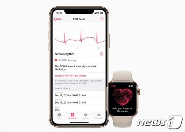 지난해 9월 발매됐지만, 한국에서는 ECG 측정 기능을 사용하지 못하는 애플의‘애플워치4’ (애플 홈페이지 갈무리) © 뉴스1